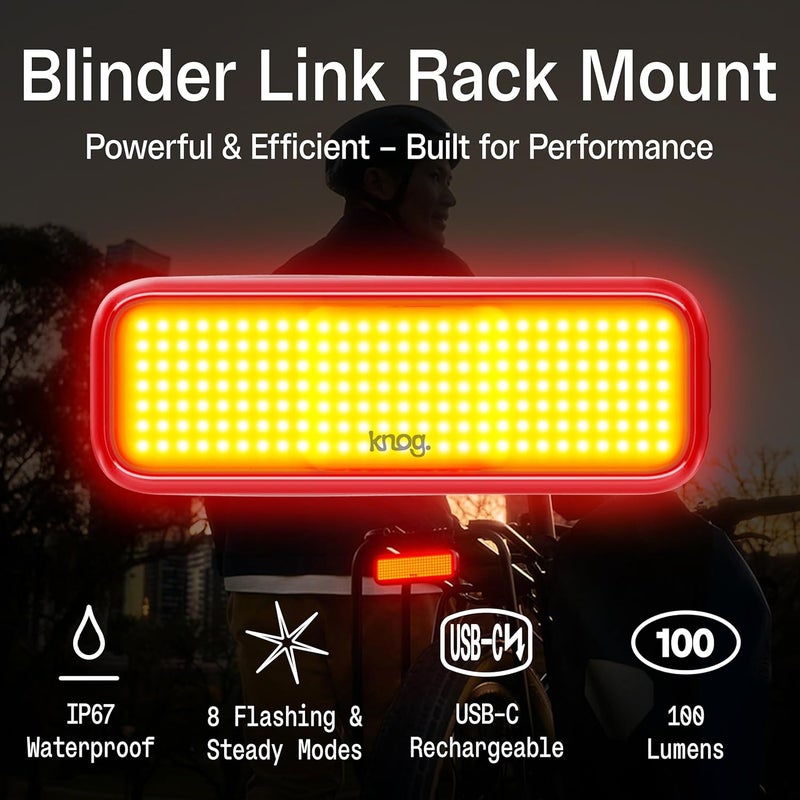 Knog Blinder Link Tail Light - 100 Lumen Bike Light, 50 Hour Runtime, Low Battery Indicator, Powerful Bike Light - Image 2
